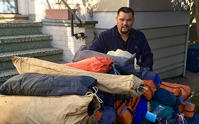 Leandro Gonzales ’03 helped organize the delivery of dozens of tents to Mexico and Puerto Rico residents recently struck by natural disasters.