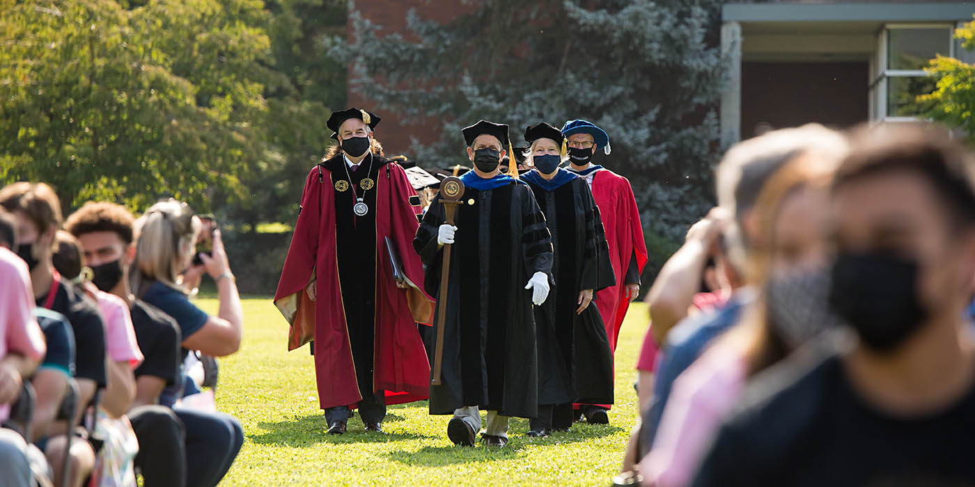 Professors and staff led a processional in their caps and gowns during Convocation.