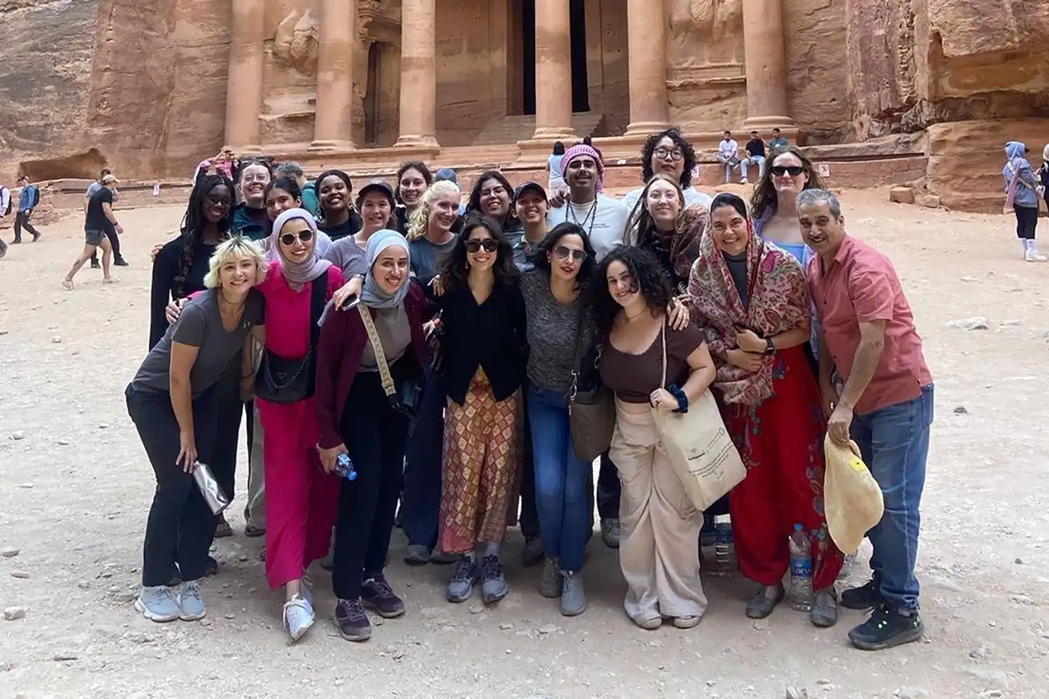 A group of students in Jordan during their study abroad program.
