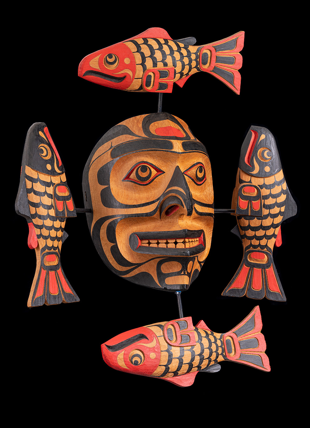 Richard Hunt (Kwakwaka'wakw, b. 1951), "Salmon Mask," 1999, 21.5 x 18 x 7 inches, gift of George and Colleen Hoyt