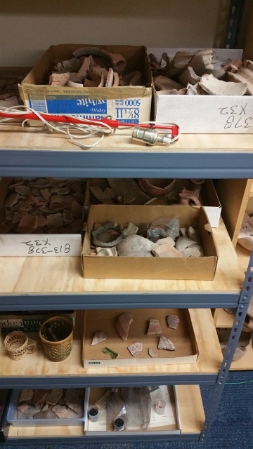 Stored pottery in the Archaeology Lab
