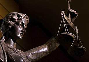 Lady Justice statue in the Law Building