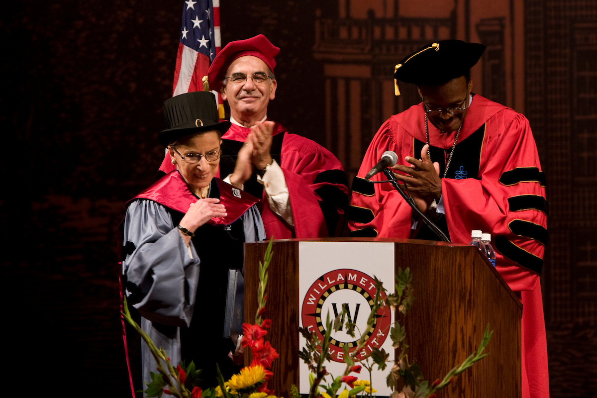 Justice Ginsburg after receiving an honorary Doctor of Laws from the Board of Trustees