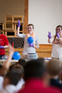 Webber Scholars teach science to children in Salem elementary schools. 