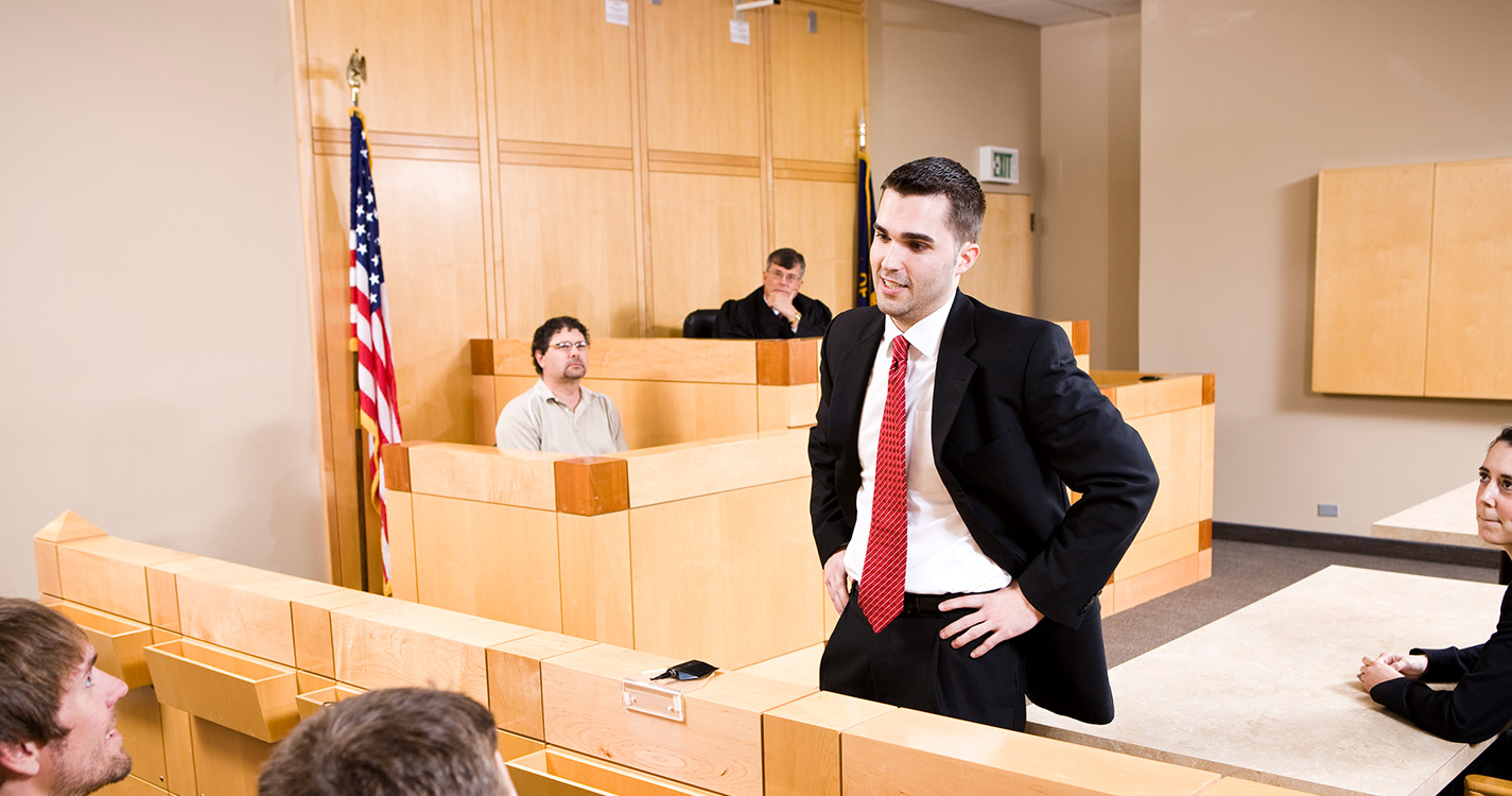 Students practice in the moot courtroom