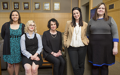 The 2016 recipients of WUPILP fellowships were (left to right): Paloma Dale, Erin Roycroft, Melissa Vollono, Olivia Godt and Jessica Ismond.