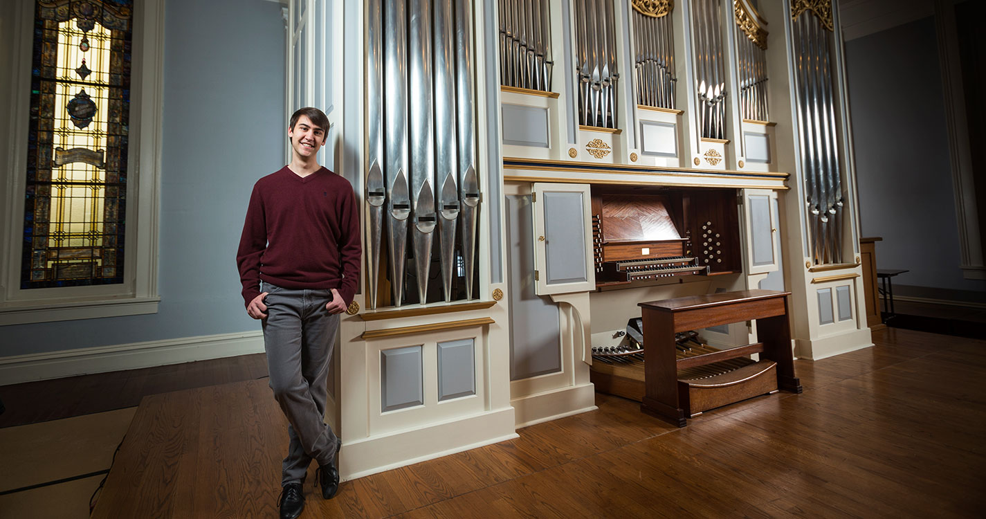 Zach Duell ’18, an organ student, wants to spend his career playing the "king of instruments." 
