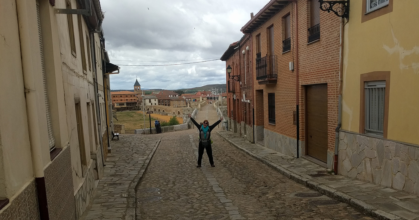 Trundy posed for a photo on her fourth day on the Camino.