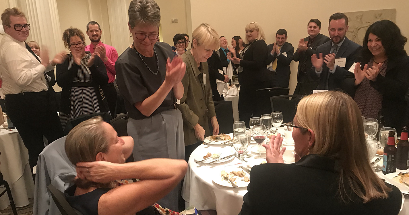 Judge Beth Allen JD'96 was surprised with the OGALLA Community Service Award at the organization's annual dinner October 20. She also won the Chief Justice's Juvenile Court Champion Award in August.