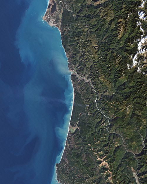 overhead of the Klamath River basin taken from NASA satellite