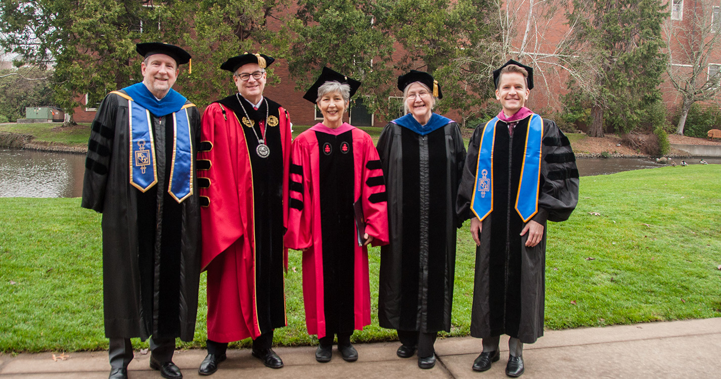 The dean, president, chaplain, provost and commencement speaker