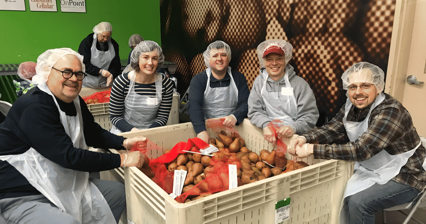 Group of law students working at the Oregon Food Bank