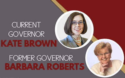 Oregon Gov. Kate Brown and former Gov. Barbara Roberts