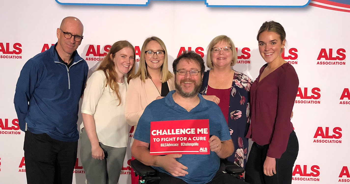 Student whose father was diagnosed with ALS poses with Oregon ALS Association members in Washington, D.C. Student lobbied there on behalf of the ALS chapter in Portland, where she spent the summer as an intern. 