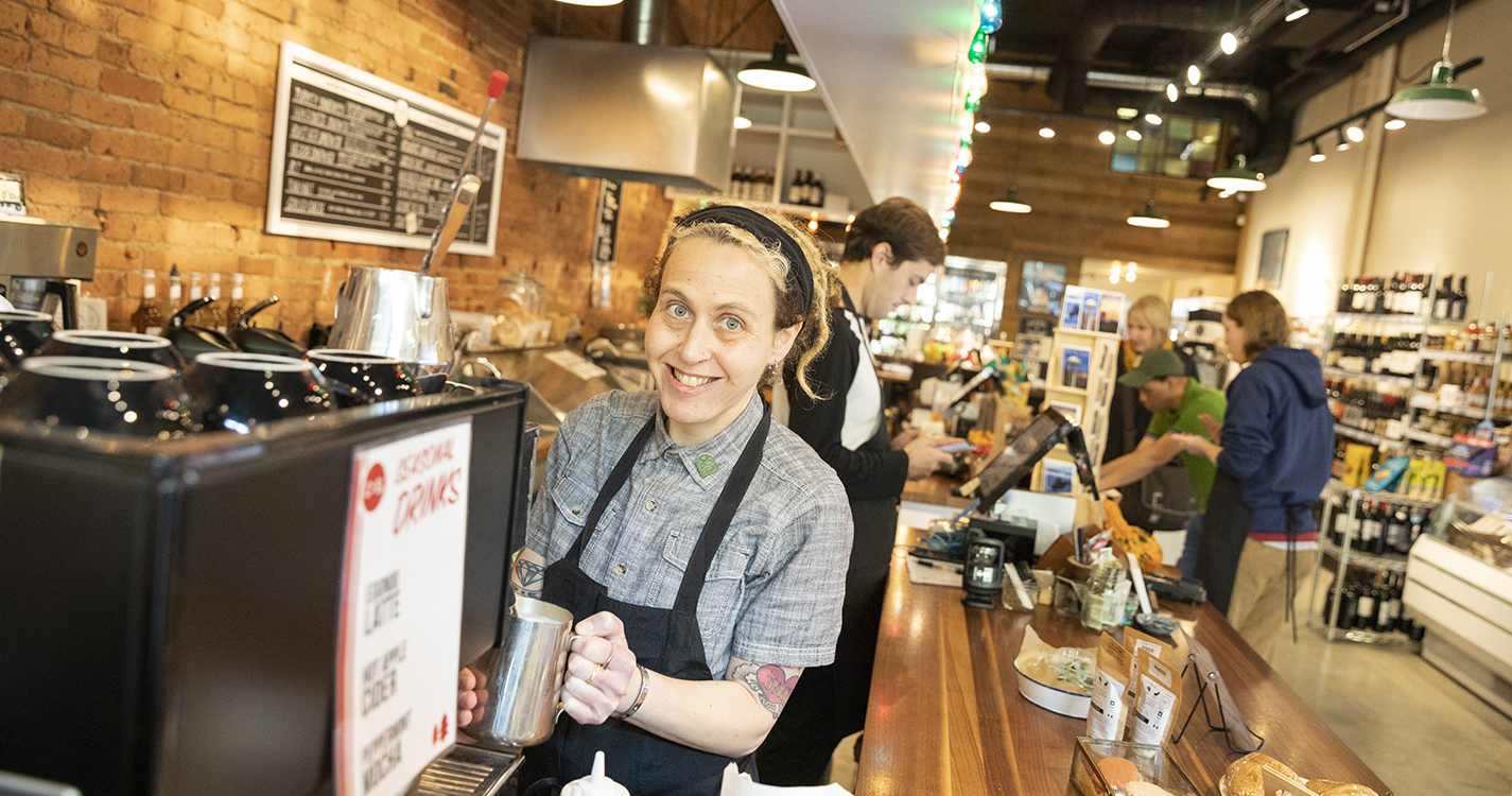 Dani Cone ’98 owns Fuel coffee shops, Cone & Steiner general stores and High 5 Pie in the Seattle area. 
