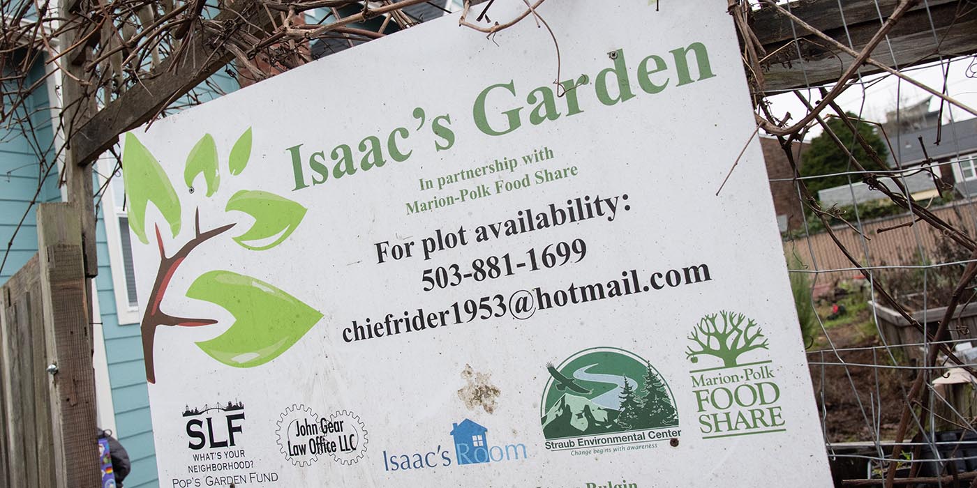 Sign for Isaac's Garden