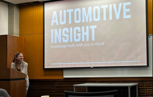Kayla Stinson BA’25 hosting an Automotive Insight workshop