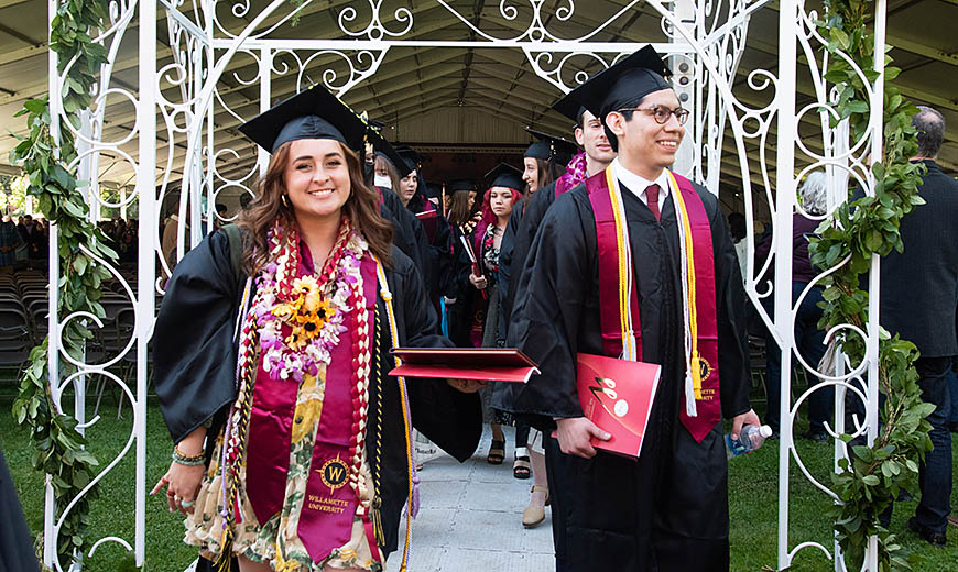 Willamette University students at commencement.