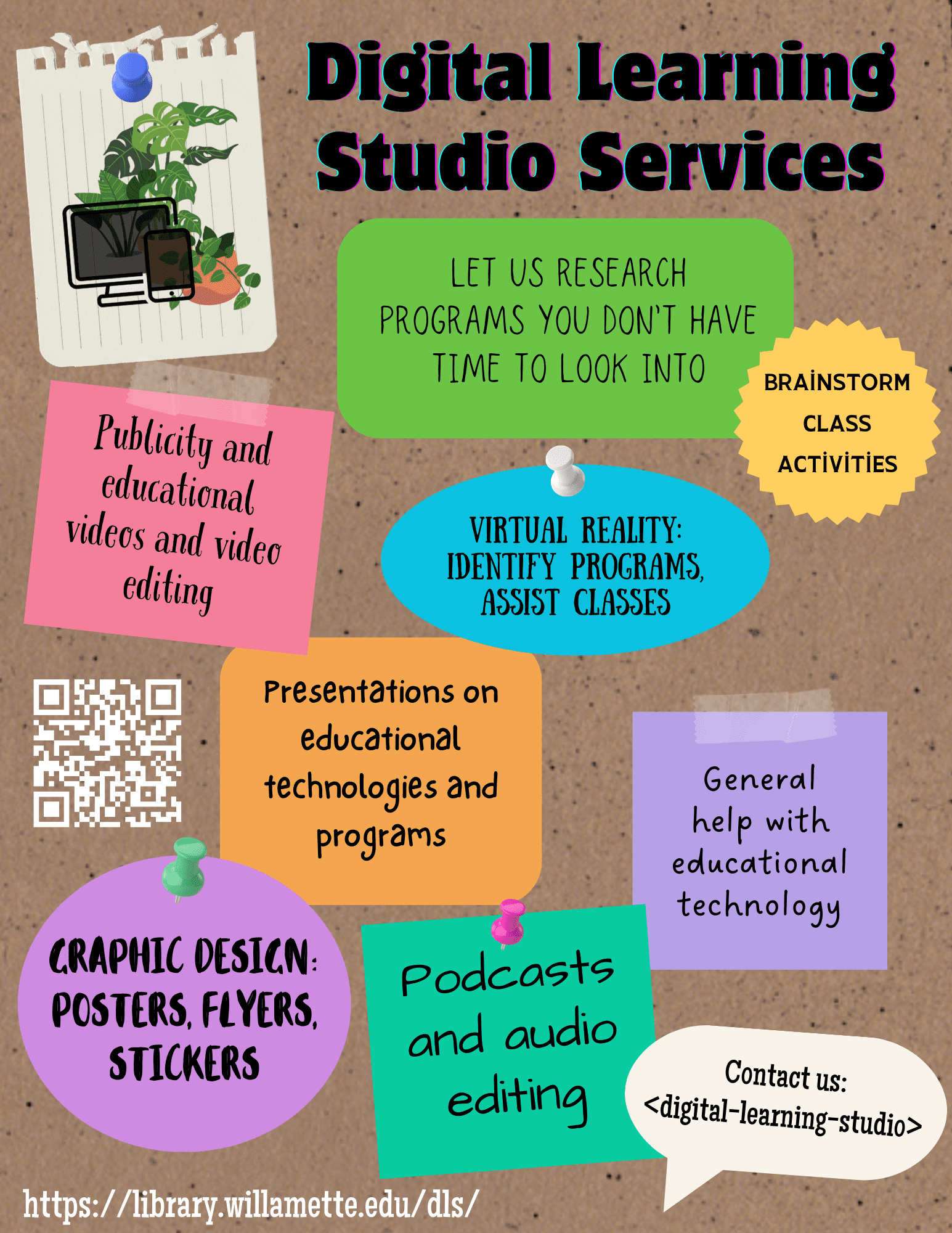 Flyer for services available to faculty through the Digital Learning Studio