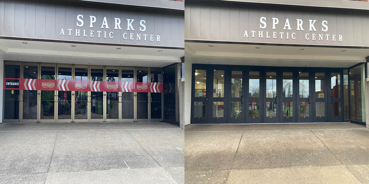 Sparks Athletic Center entry received a new entry system and replaced the steps, sidewalk and safety handrails. 