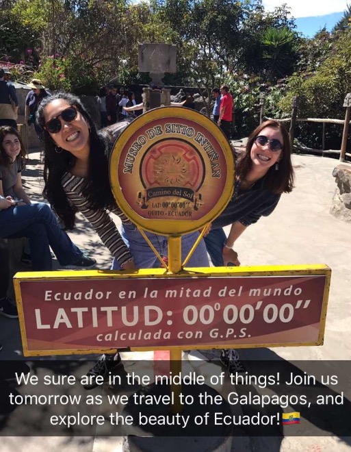 WU students on the equator in Ecuador.