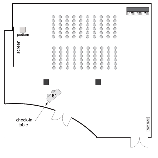 Montag Den - Theater seating (click to zoom)