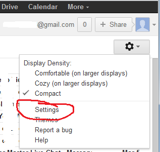 Select Mail Settings option for destination email account