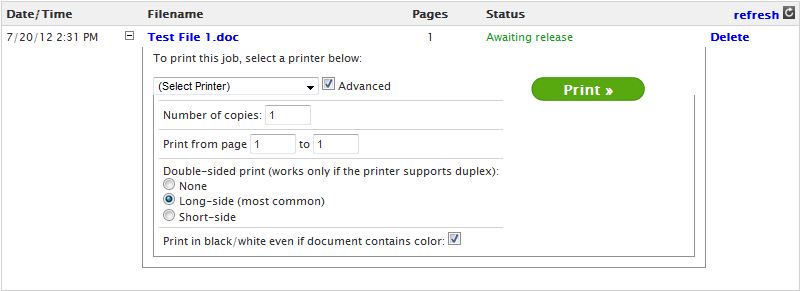 list of files to release to printer