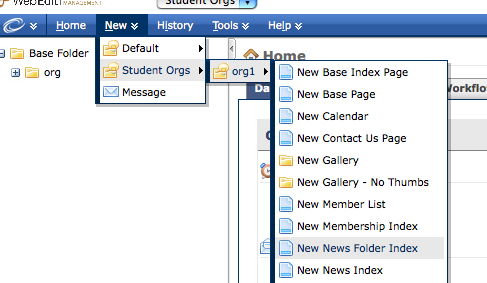 Create New News Folder Index Page