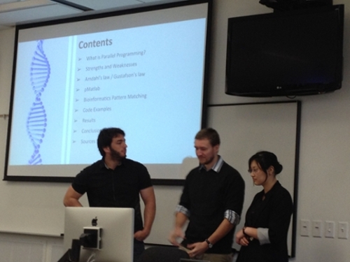 Tyler Higley, Ethan "Big Data" Berg and Kendra Schmal Presenting on Parallel Bioinformatics