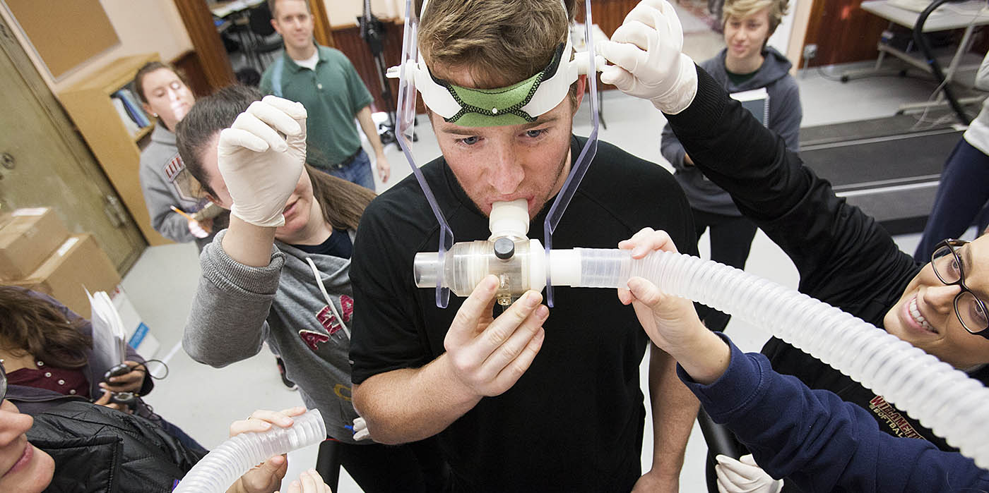 Students in an exercise science lab